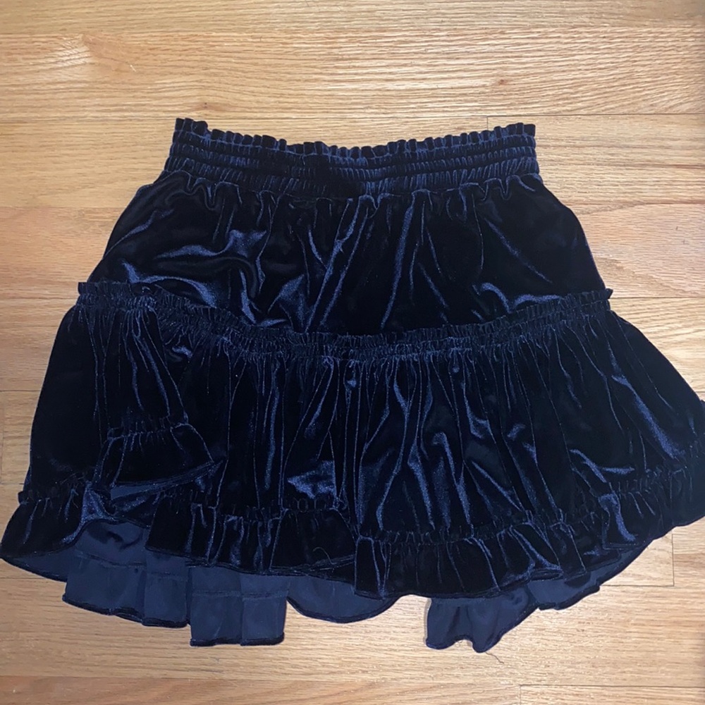 velvet mini skirt